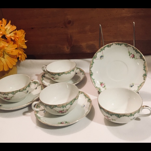 Vintage Noritake Porcelain Yea Cups and Saucers - Picture 7 of 9